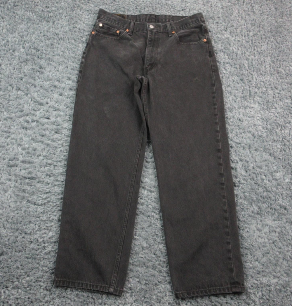 Levis 550 Jeans Mens 36x32 Black Relaxed Fit Tapered Five Pocket Denim 33x30*